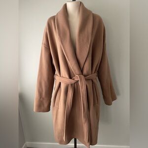 GAP Wool Blend Wrap Coat Camel Tan Trench Style Long LT Large Tall Belt Classic